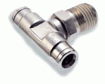 Male Swivel Tee Fitting: 3/8" NPT - 1/2" Tube